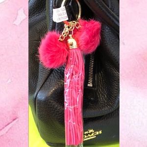 PURSE CHARM PUFF BALL & TASSEL